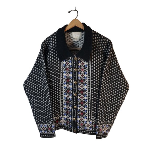 Field Manor 100% Wool Button Up Cardigan Sweater Women's Size Large - Picture 3 of 11